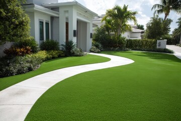 House lawn walkway residential landscape outdoors