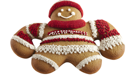 Gingerbread Man Christmas Decoration Isolated on Transparent Background