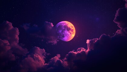 Obraz premium Vivid moonlit night sky