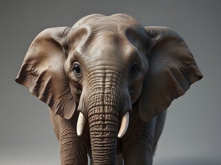 Portrait of an African elephant with large ears and tusks, showcasing its distinctive wrinkled skin and powerful presence, wildlife conservation concept.