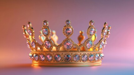 Fototapeta premium Regal Golden Crown Adorned with Sparkling Diamonds