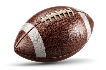 Realistic American football on a white background, without shadows, texturization, or any visual effects, highlighting simplicity