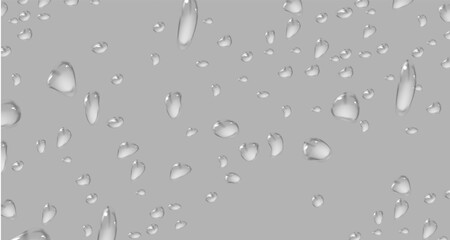 Water Drops . Vector illustration of realistic looking condensation drops, dew, cosmetic gel, oil, skin care products and clear liquid bubbles and design elements for shower or bathroom walls.PNG