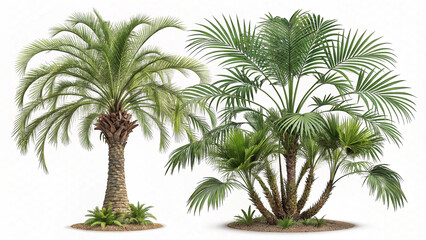 Obraz premium Palm Trees Isolated on White Background Tropical Landscape Element for Design