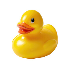 Cheerful Yellow Rubber Ducky Isolated on Transparent Background

