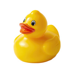 Cheerful Yellow Rubber Ducky Isolated on Transparent Background

