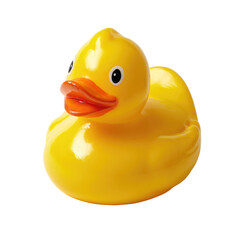 Cheerful Yellow Rubber Ducky Isolated on Transparent Background

