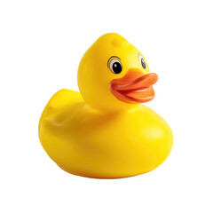 Cheerful Yellow Rubber Ducky Isolated on Transparent Background

