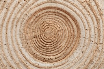 Naklejka premium Tree Rings' History: A detailed close-up reveals the mesmerizing patterns etched into a tree's cross-section, each concentric circle a testament to the tree's life and the passage of time.