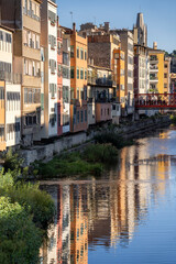 Houses of the Onyar River (Cases de l'Onyar), houses declared Architectural Heritage of Catalonia, Girona, Catalonia, Spain