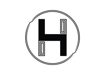 Letter H Logo with Abstract Stripe Line Pattern