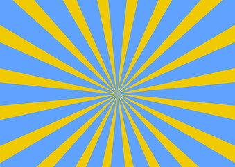 bright blue and yellow sunburst background with bold radial rays extending from cente