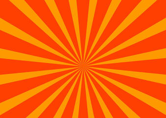 vibrant orange and red sunburst background with bold radial rays extending from center creating high-contrast retro starburst effect for dynamic designs