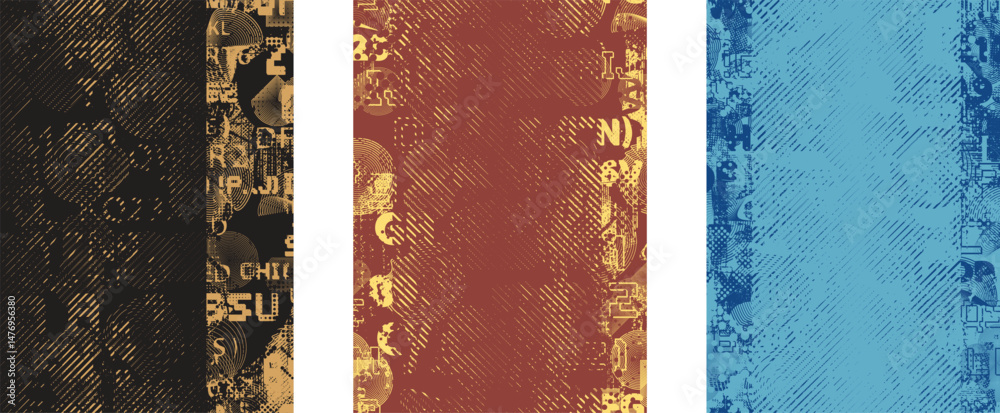 Poster Glitch distorted geometric shape . Noise destroyed logo . Trendy defect error shapes . Glitched frame .Grunge textured . Distressed effect .Vector shapes with a halftone dots screen print texture.