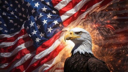Naklejka premium American Flag Waves Proudly on July Fourth
