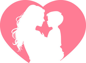 Mother and Children in Silhouette