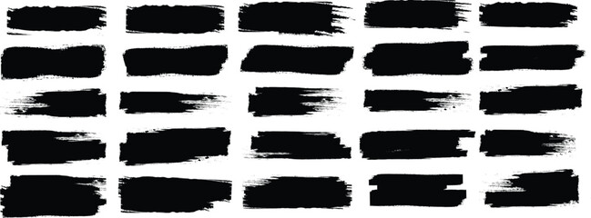 Black set paint, ink brush, brush strokes, brushes, lines, frames, box, grungy. Grungy brushes collection,set of black and white paint strokes, white background