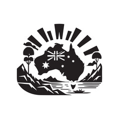 Western Australia Day Silhouette Vector Illustration, Solid White Background.
