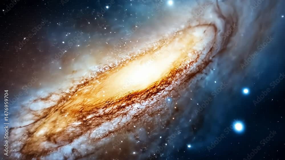 Canvas Prints spiral galaxy in deep space shimmering with stars and cosmic dust.