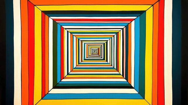 Vibrant colorful stripes create illusionary tunnel.