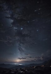 Fototapeta premium Dark canvas of night sky, densely populated with bright stars , glittering, celestial