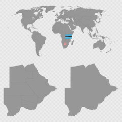 Fototapeta premium Botswana Map Set with World Location.