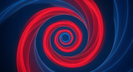 Mesmerizing Red and Blue Spiral Abstract Art Hypnotic Swirling Design, Vortex Illustration