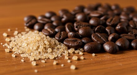 Fototapeta premium Coffee beans and brown sugar