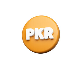 3D Orange coin with a white Pakistani Rupee PKR symbol, representing finance. 3D Illustration