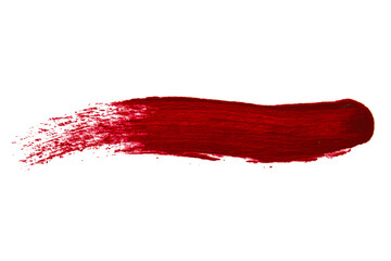 Smear of red lipstick or red lip pencil on an empty background.