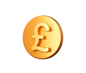 3D Golden coin with Pound symbol, representing British currency and finance. 3d illustration
