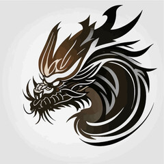 Naklejka premium Brown-and-Black-Dragon-Vector-Illustration-Detailed-Dragon-Head-with-Sharp-Features-Mystical-Creature-Art-Dragon-Symbol-for-Design-Projects