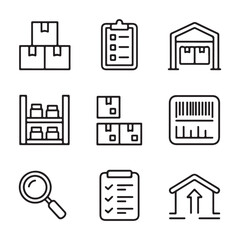 Inventory or stock icons set. Simple Line Icons for Warehouse Management and Inventory
