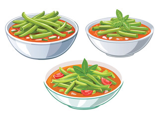 vector illustration of a greece food Fasolakia Ladera (Green Beans Stewed in Tomato Sauce)