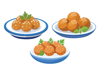 vector illustration of a greece food Keftedes (Greek Meatballs)