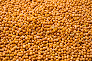 Fototapeta premium Multicolored Mustard Seeds Texture Close-up. Generative AI.