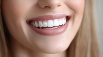 Fototapeta premium A closeup of a woman smiling and showing beautiful teeth