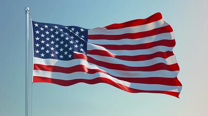 Fototapeta premium American Flag Symbol of Freedom Patriotism and National Pride Waving Proudly in the Sky US Flag Image