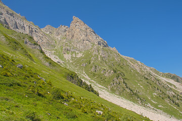 Aiguille de vanoise mountain peak in the Alps.