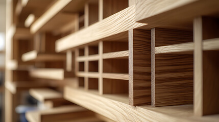 Close-Up of Wooden Shelving Units