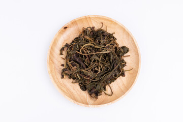 Dried dandelion Chinese herbal medicine after being soaked in water