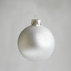 Sparkling silver ornament hangs elegantly