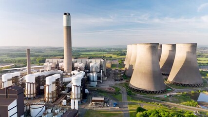 Drone video of the Ratcliffe-on-Soar Power Station decommissioned coal-fired power station.