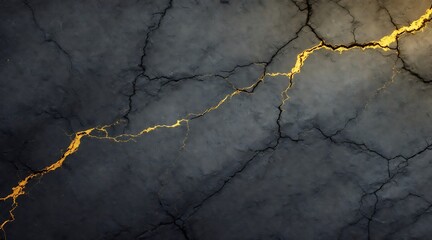 Obraz premium Elegant abstract background featuring a dark gray surface with golden cracks