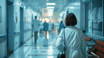 Healthcare and medical concept. Medicine doctor with stethoscope in hand and Patients come to the hospital background.