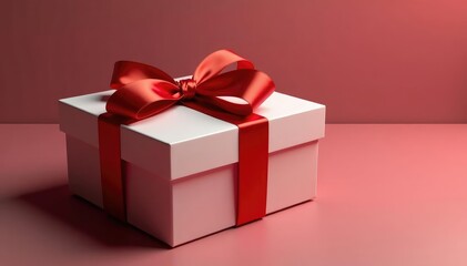 Obraz premium Elegant gift box with a satin ribbon, ready for presentation Perfect for holidays or special occasions , anniversary, gift wrap
