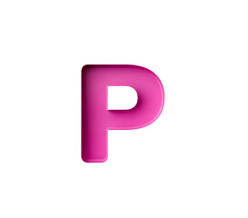 Vibrant pink gradient letter P with sleek design. 3D Illustration.
