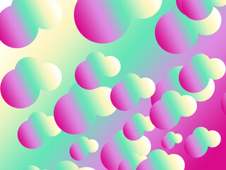 3d image.  Gradient bright colored abstract circles with colorful gradient background. Bright trendy background with gradient background.