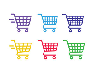 Colorful Shopping Cart Icons E-commerce, Online Retail, and Web Design Elements