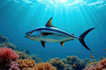 Giant Tuna in Underwater Seascape